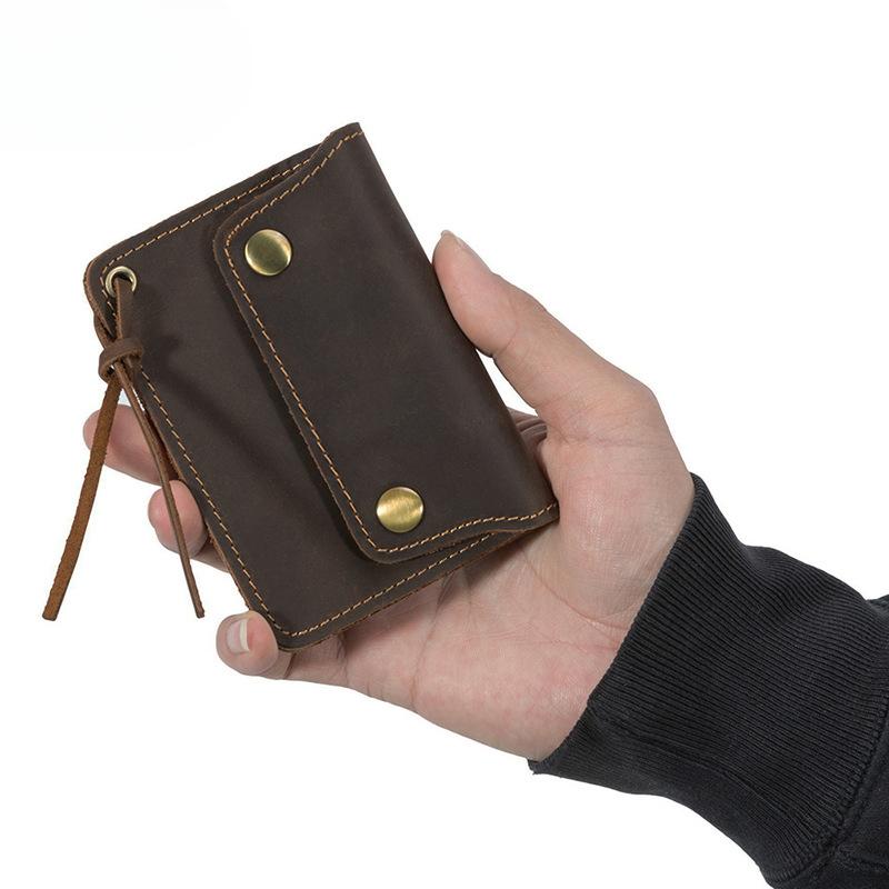 Vintage Small Wallet Mini Small Bag Short Genuine Leather Wallet Men's Coin Purse