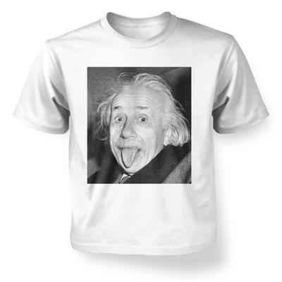 Einstein Tongue Kids' T-shirt - White S (5-6)