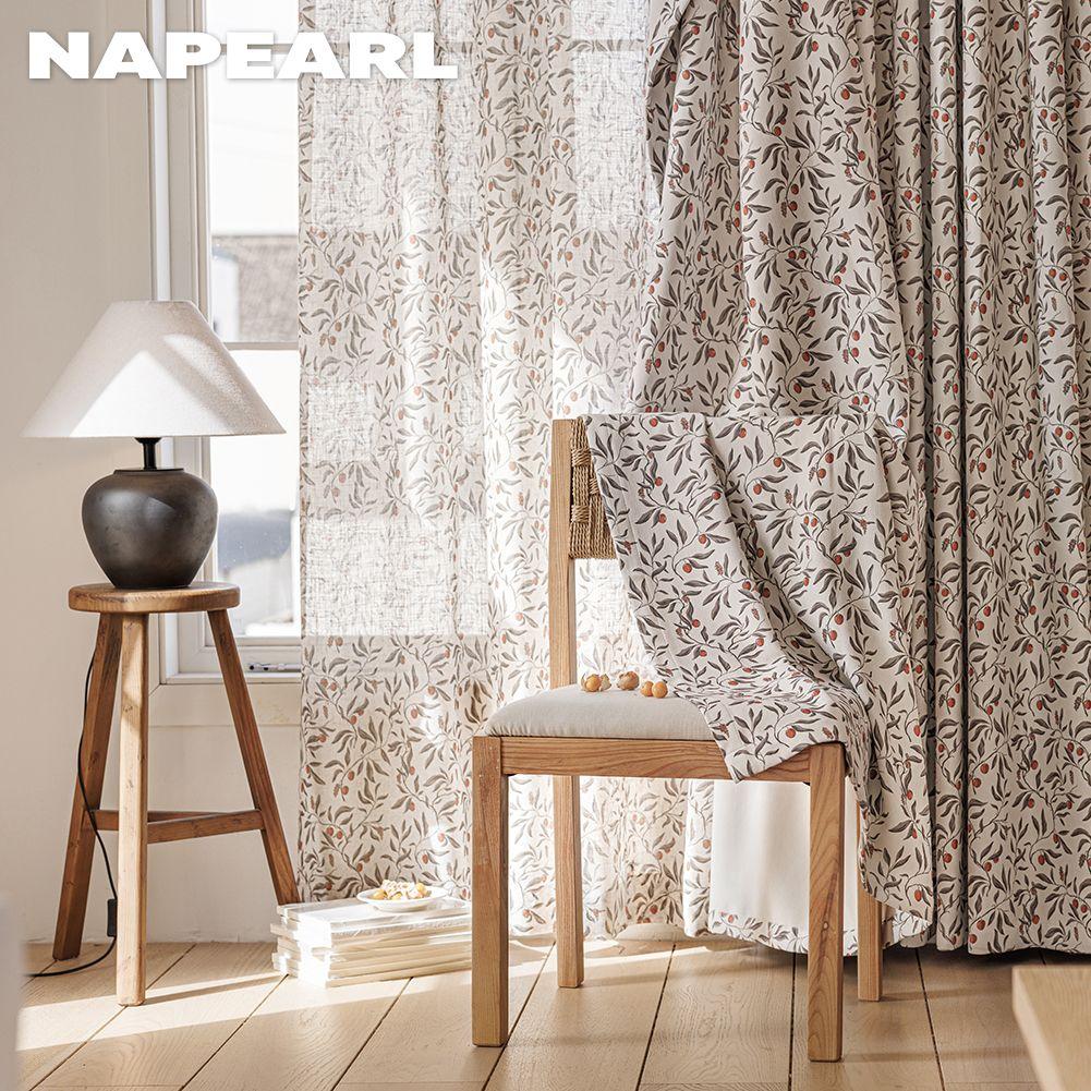 1 יחידה NAPEARL וילונות עבים לריפוי כפרי, וילונות האפלה עם הדפס פירות רטרו לחדר שינה, סלון, חלון לקישוט הבית