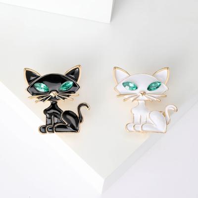 Mode Persönlichkeit Katze Brosche High-End Glas Kristall Anzug Accessoires Anstecknadel