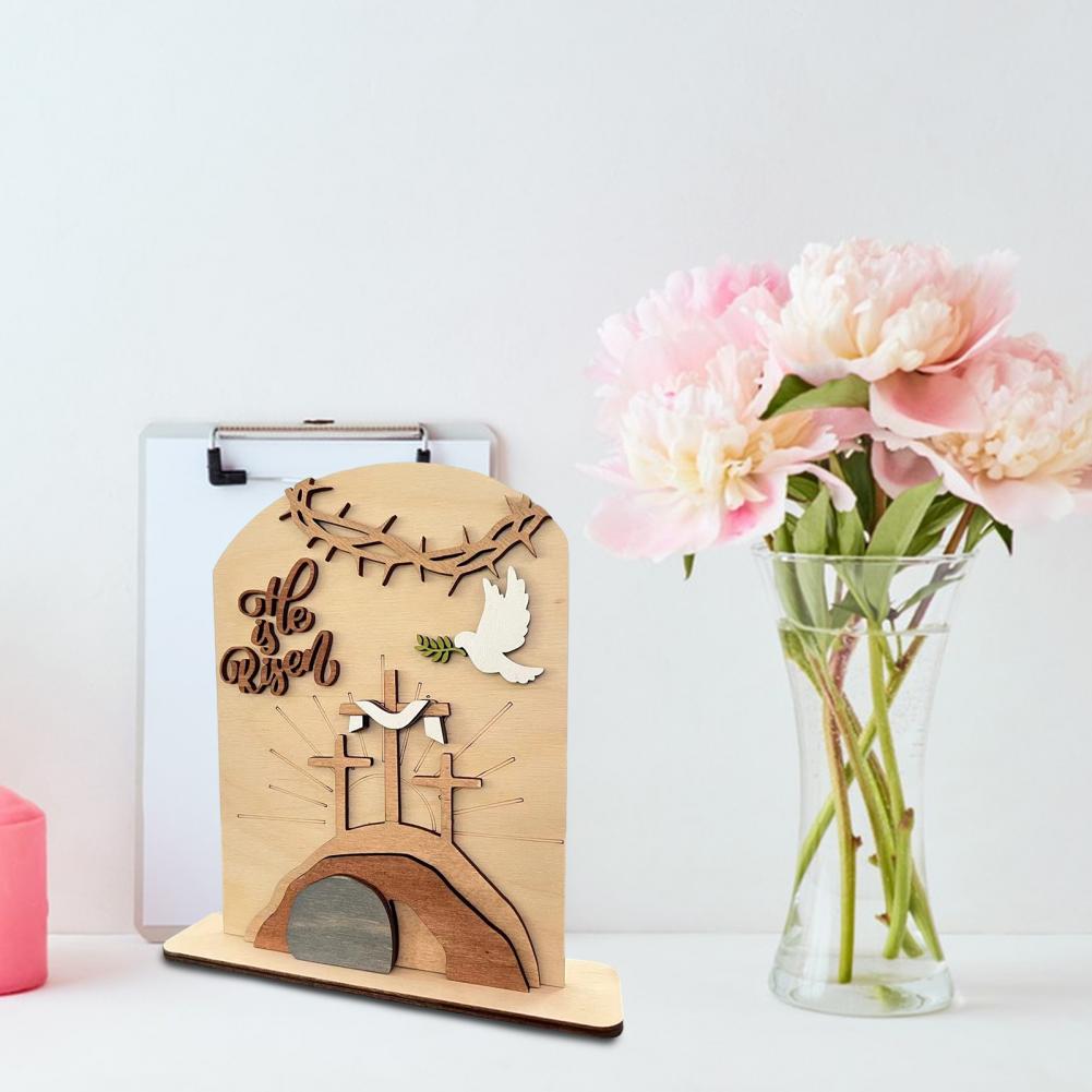 Wooden Easter Decor Small Space Easter Decor Easter Wooden Ornament Set Resurrection Scene Empty Tomb Decor for Home Office