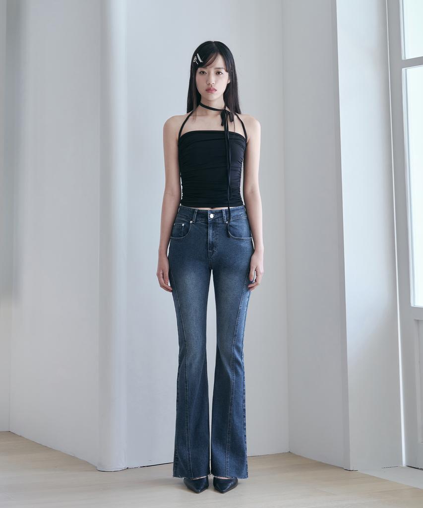 Awodeijeu Slash Line Bootcut Denim Pants [Blue]