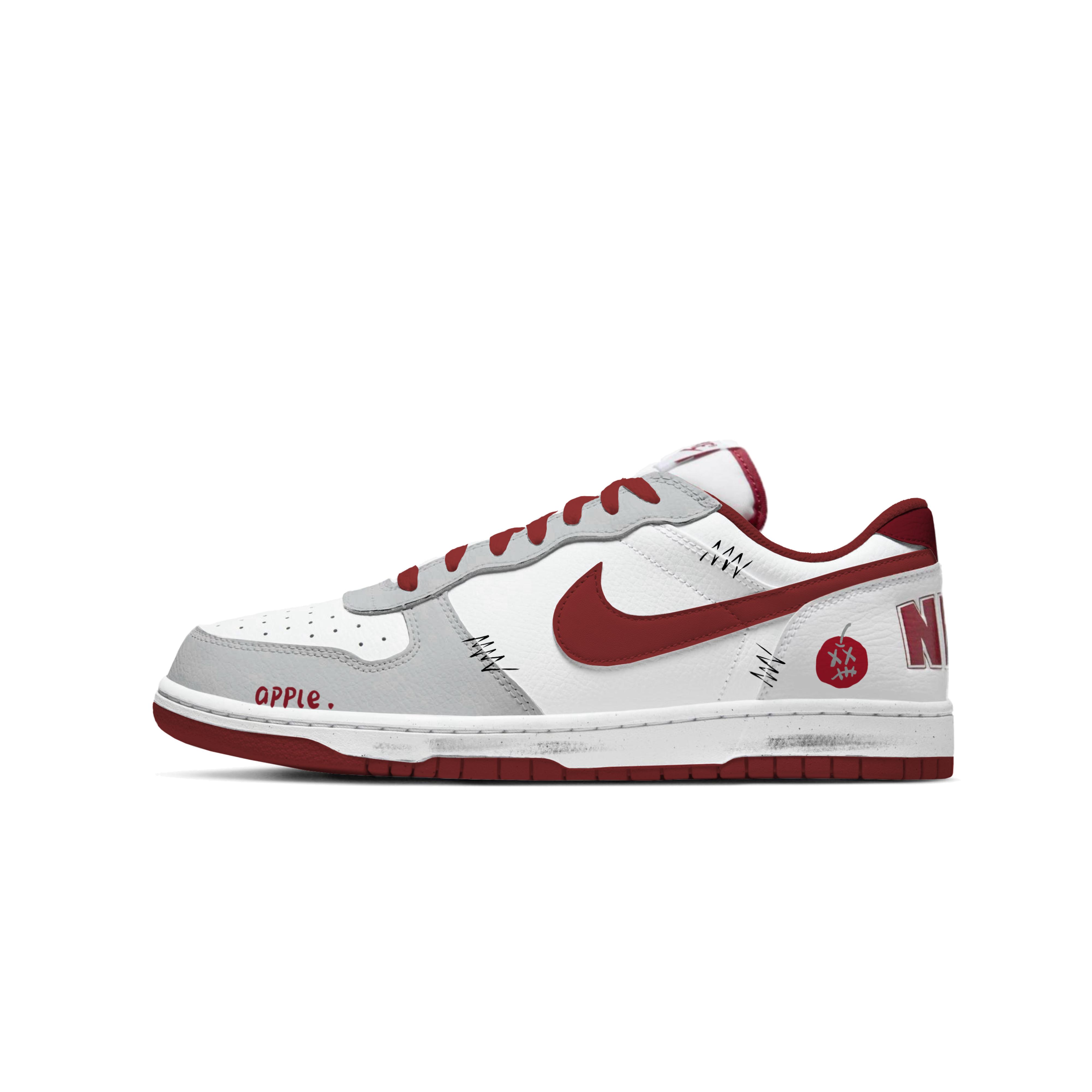 

Nike Big Only Cares About Apple Low top Skateboard Shoes Men s Red 355152-150(Team431-) 43