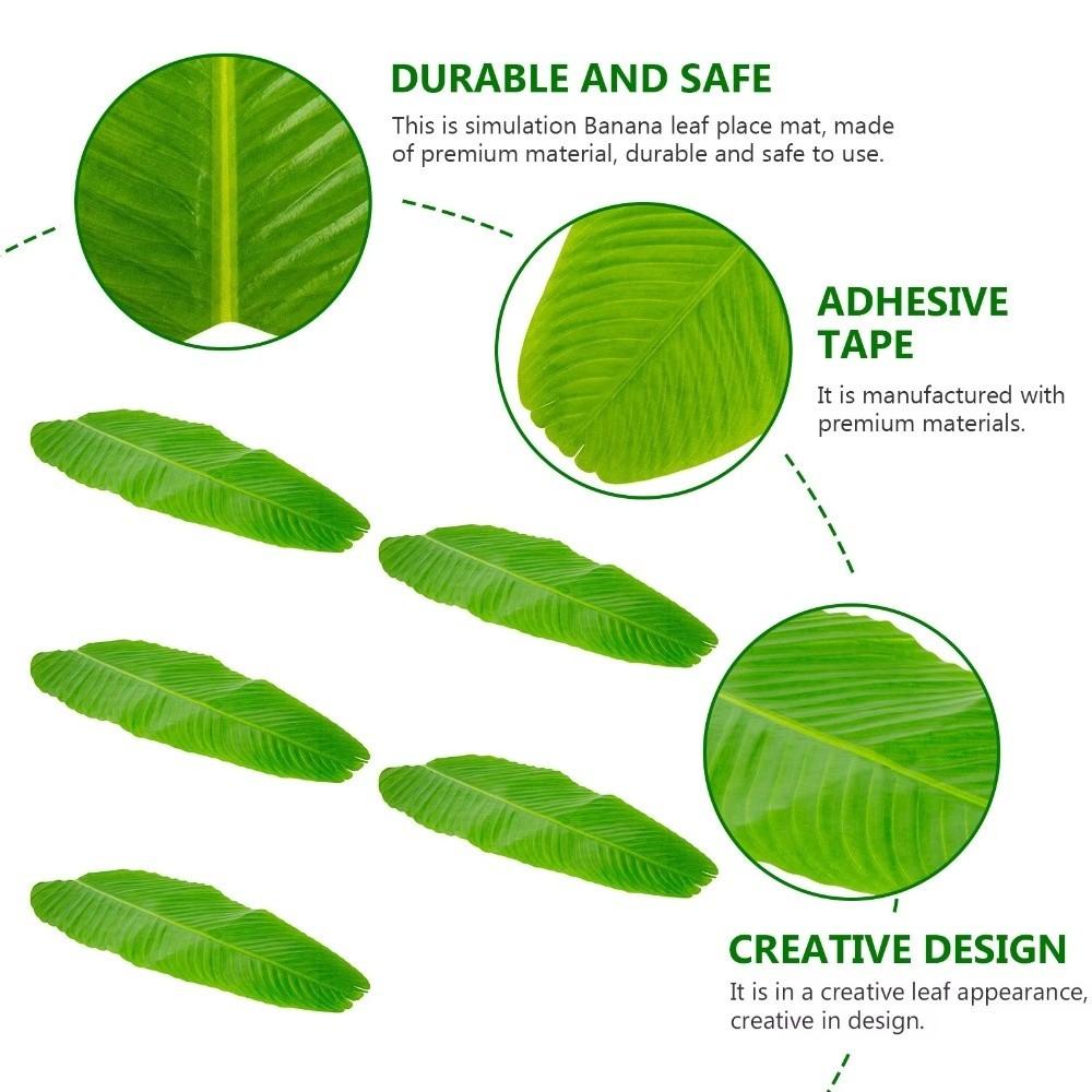 5Pcs Heat Resistant Artificial Banana Leaves Coasters Decor Waterproof Place Mat Anti Skid Simulation Kitchen Placemats