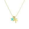 Gold Starfish Pendant Necklace Turquoise Blue Star Charm Necklace for Women Daily Wear