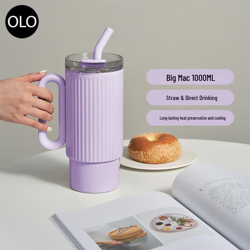 HOLOHOLO 316L Stainless Steel Insulated Coffee Tumbler with Straw