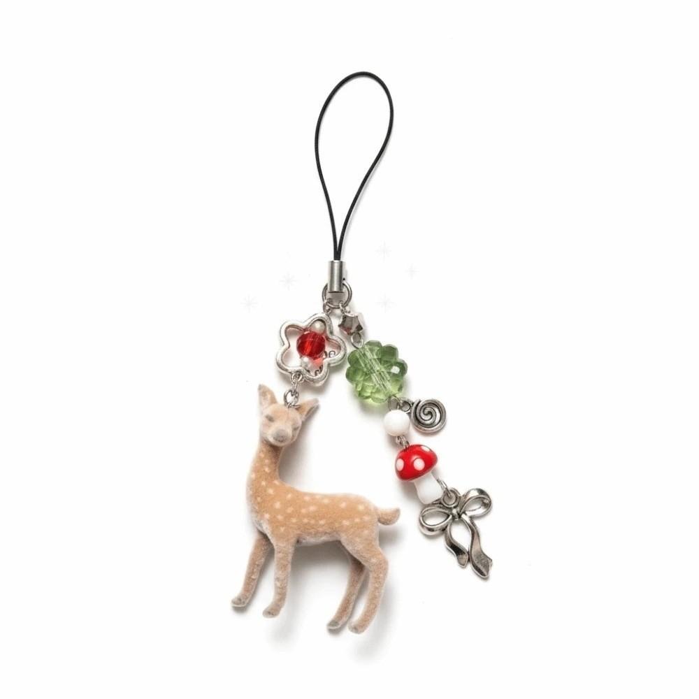 Flocked Flocked Pendant Miniature Animal Bag Charm Flower Bag Hanging Beaded Key Ring  Teens