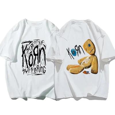 Korn Koszulka z nadrukiem Korn TRASA ŚWIATOWA Koszulka muzyczna dla mężczyzn kobiet Luźna z krótkim rękawem Letnia codzienna Hip Hop Streetwear