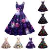 Women's Halloween Print Sexy Off-The-Shoulder Punk Vintage Dress
