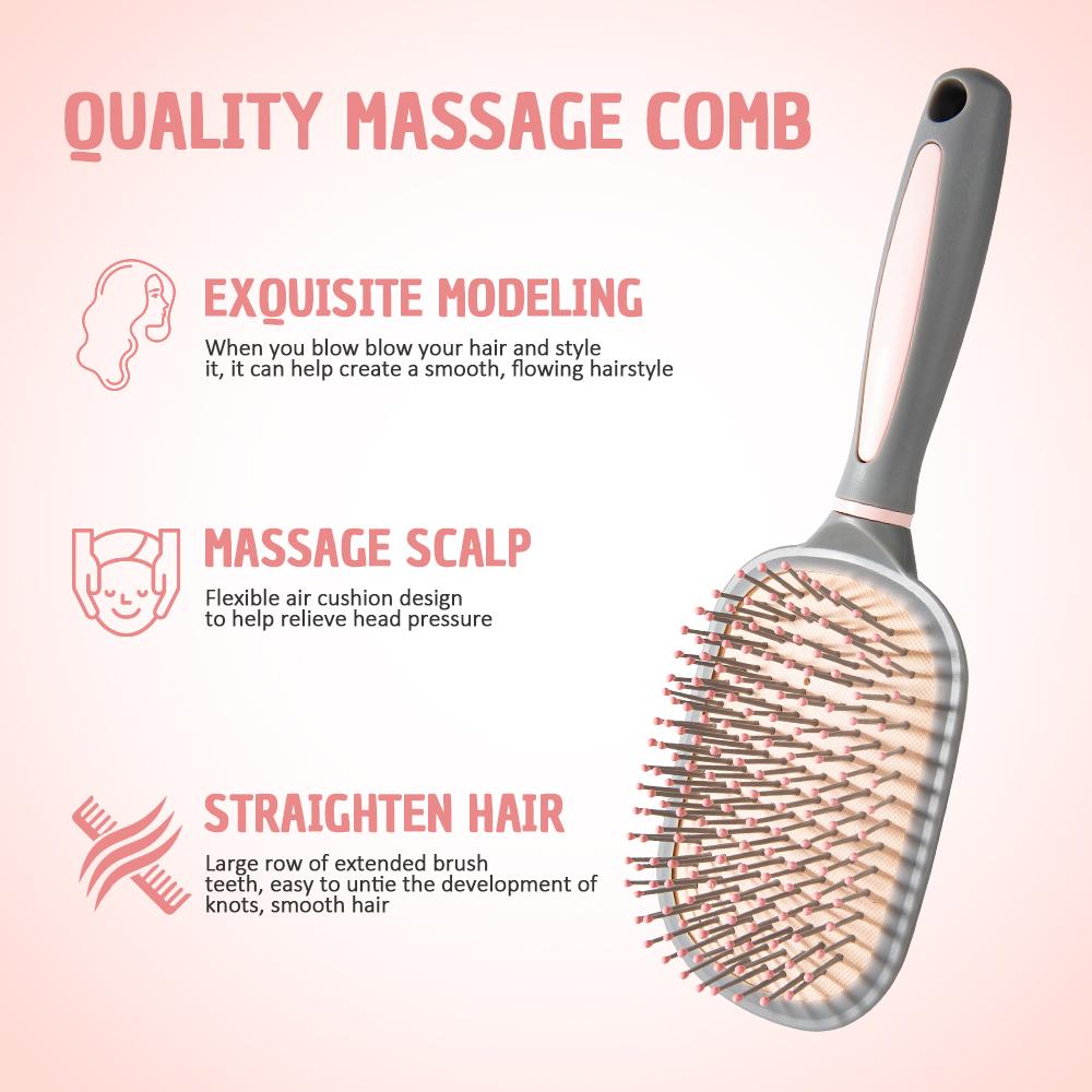 Professional Hair Care Custom LOGO Soft Bristle Massage Hair Brush Anti-Static Paddle Detangling Hair Styling Brush for Smooth