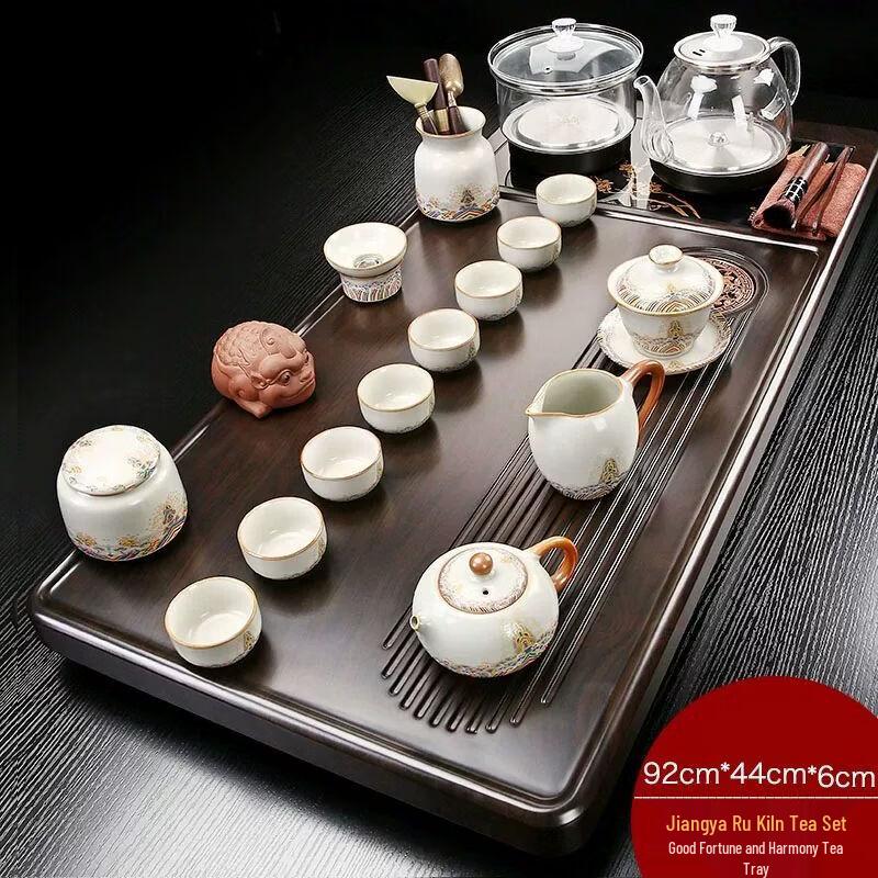 Automatic Solid Wood Gongfu Tea Tray with Glass Bottom