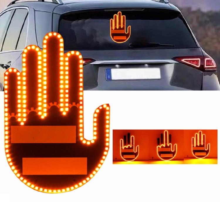 Car Back Window Sign Fun Gesture Finger Light with Remote Hand Gesture Light for Car Road Rage LED Sign Car Accessories