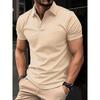Men's Casual Solid Color Button Short Sleeved T-shirt Polo Shirt