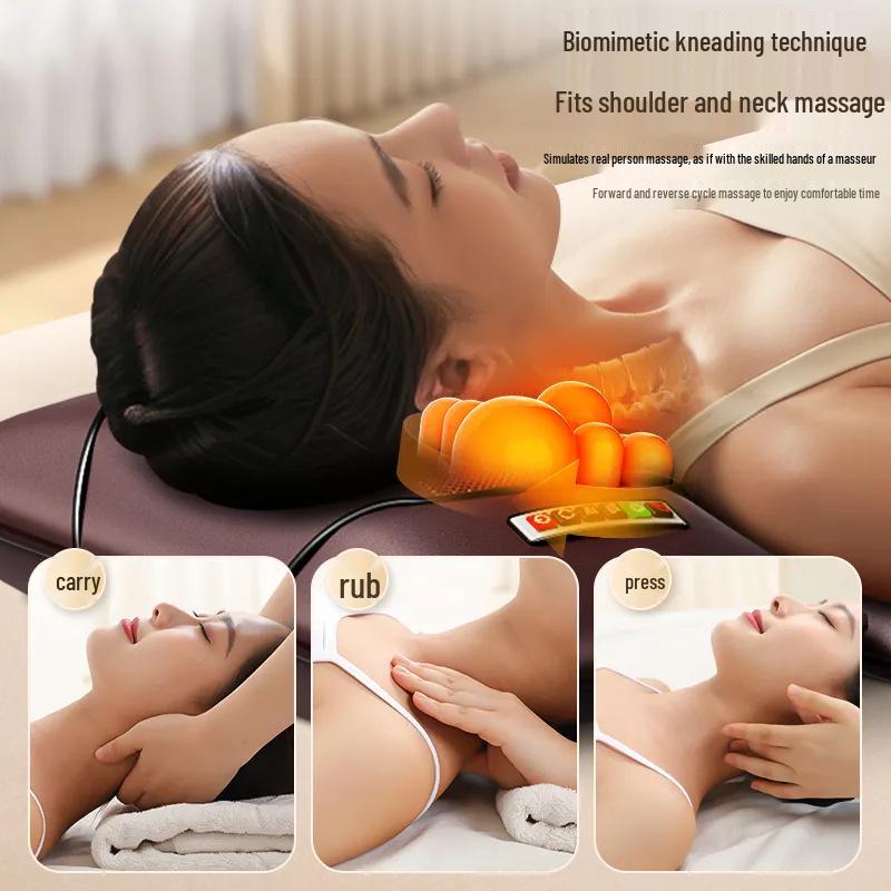 Cervical Spine & Full Body Massager: Multi-functional Neck, Shoulder, Waist, Back, and Pillow Kneading Massage Mattress