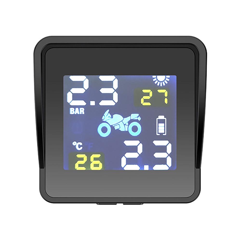 Tire Pressure Sensors Solar Charging Motorcycle TPMS Tire Pressure Tyre Temperature Monitoring Alarm System with 2 Sensors