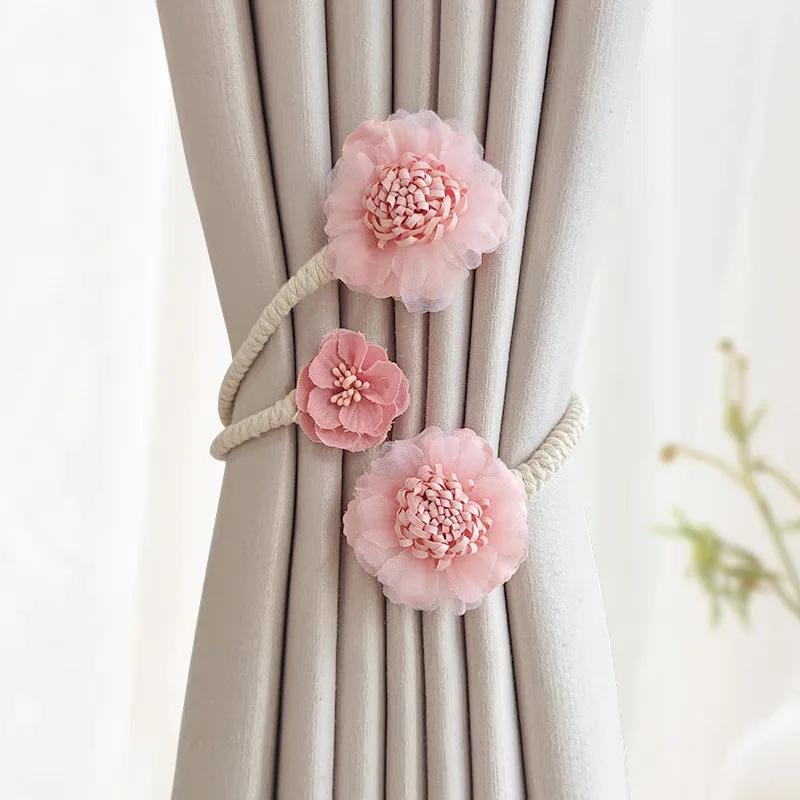 Flower Curtain Magnetic Tie Rope Backs Holdbacks Buckle Clips Accessory Rods Accessoires Hook Holder Home Decorations