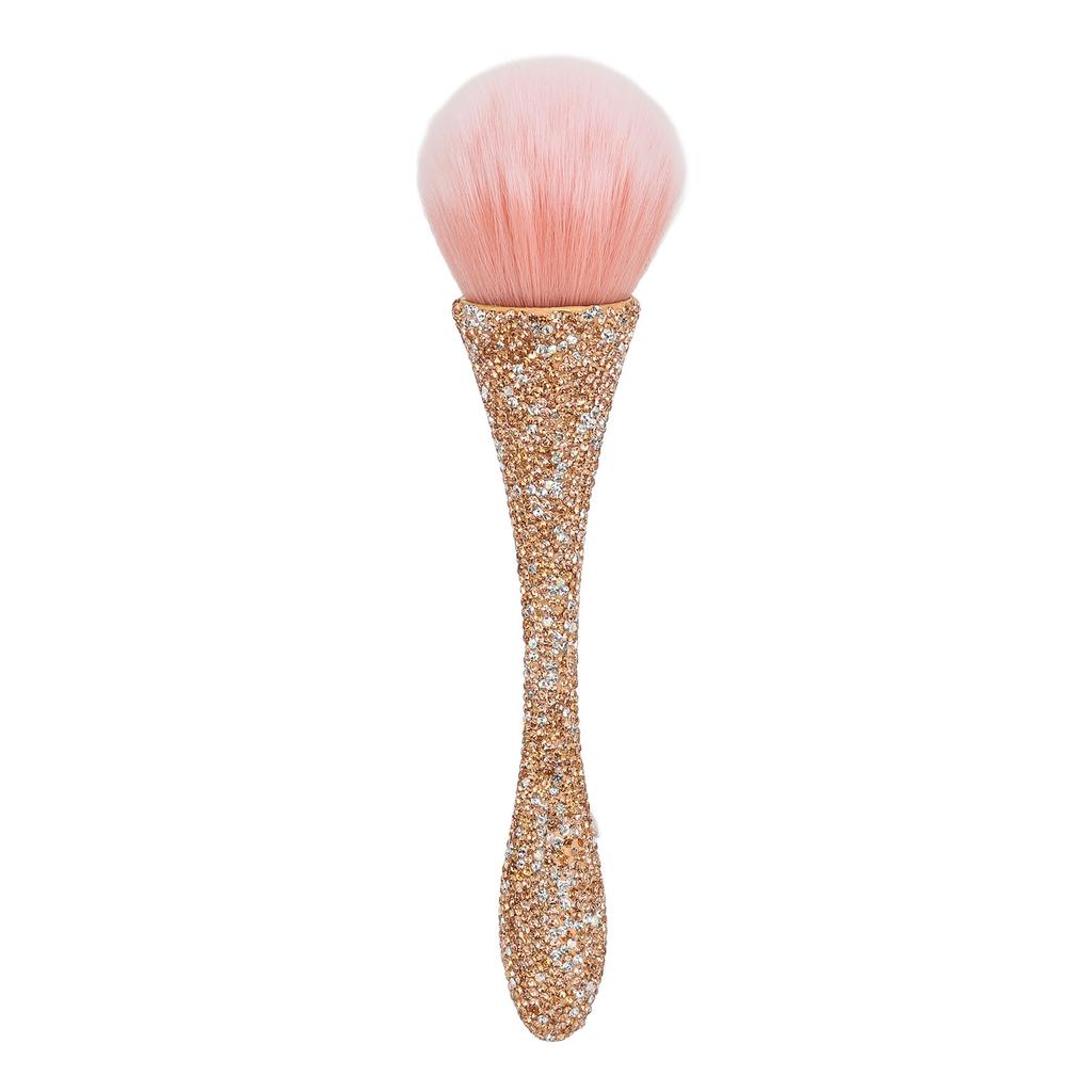 Nail Dust Cleansing Brush Soft Nylon Hair Comfortable Grip Prevent Deformation Loose Powder Brush Yellow