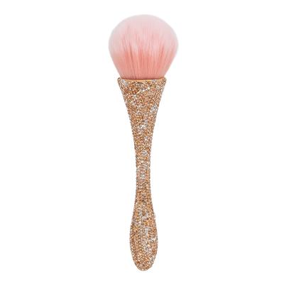 Nail Dust Cleansing Brush Soft Nylon Hair Comfortable Grip Prevent Deformation Loose Powder Brush Yellow