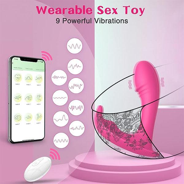 Wearable Panty Vibrator App Remote Control Butterfly Vibrator, Realistic Dildo Vibrator Rabbit Vibrator with 9 Vibrating Modes Sex Toys for Women