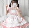 Women Pink Maid Outfit Costume Short Lolita Dress