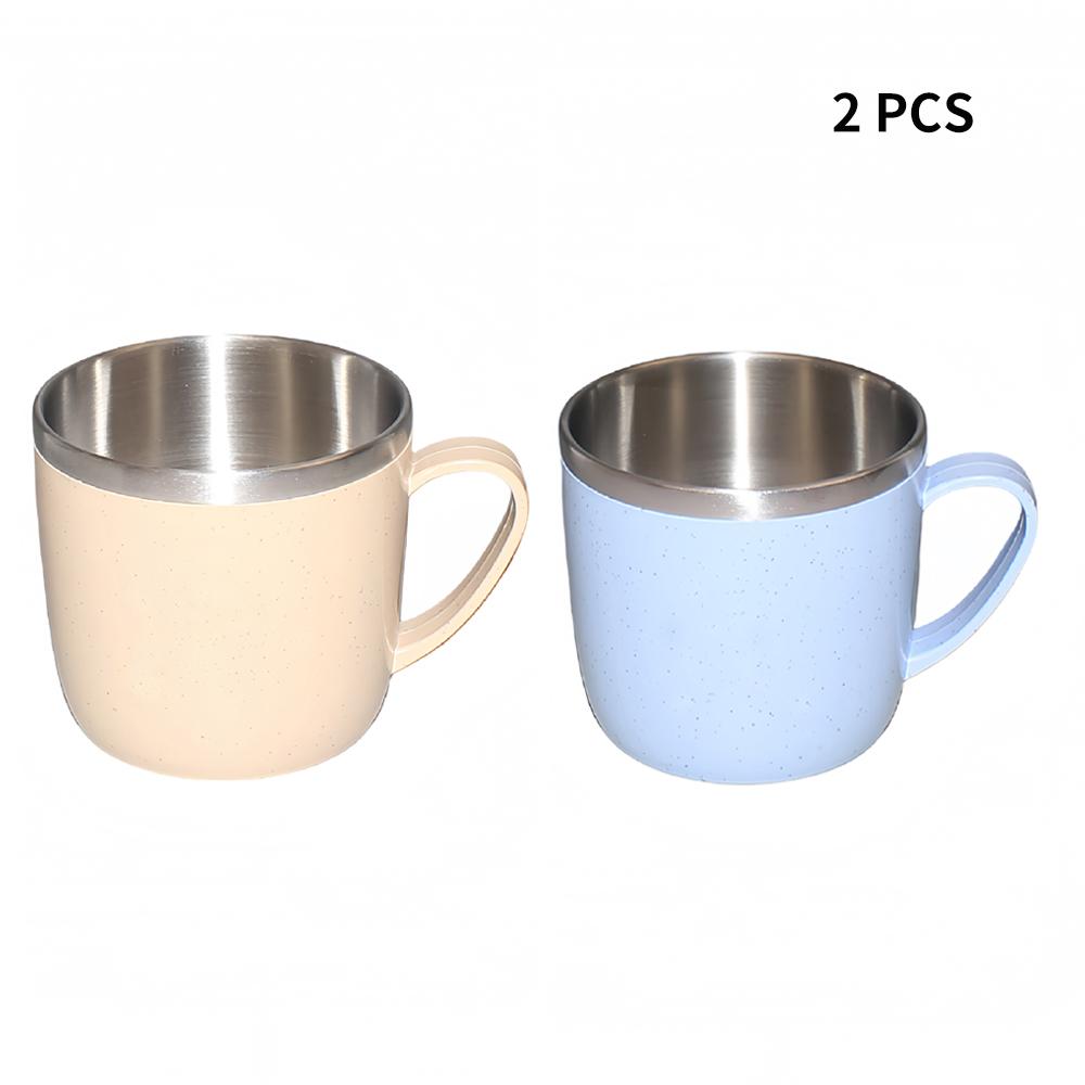 Tazze in Acciaio Inossidabile a Doppio Strato Antiscottatura Manico in Plastica Tazza per Caffè Latte Tè Bevande Acqua per Casa Ufficio Bicchiere