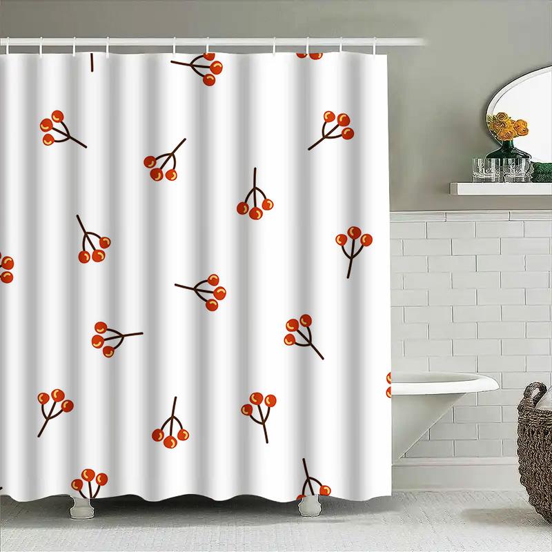 

New Style Autumn-Themed Shower Curtain Waterproof Washable Polyester Fabric Modern Home Decoration Bathroom Accessories W60H190(CM)-1 Pcs