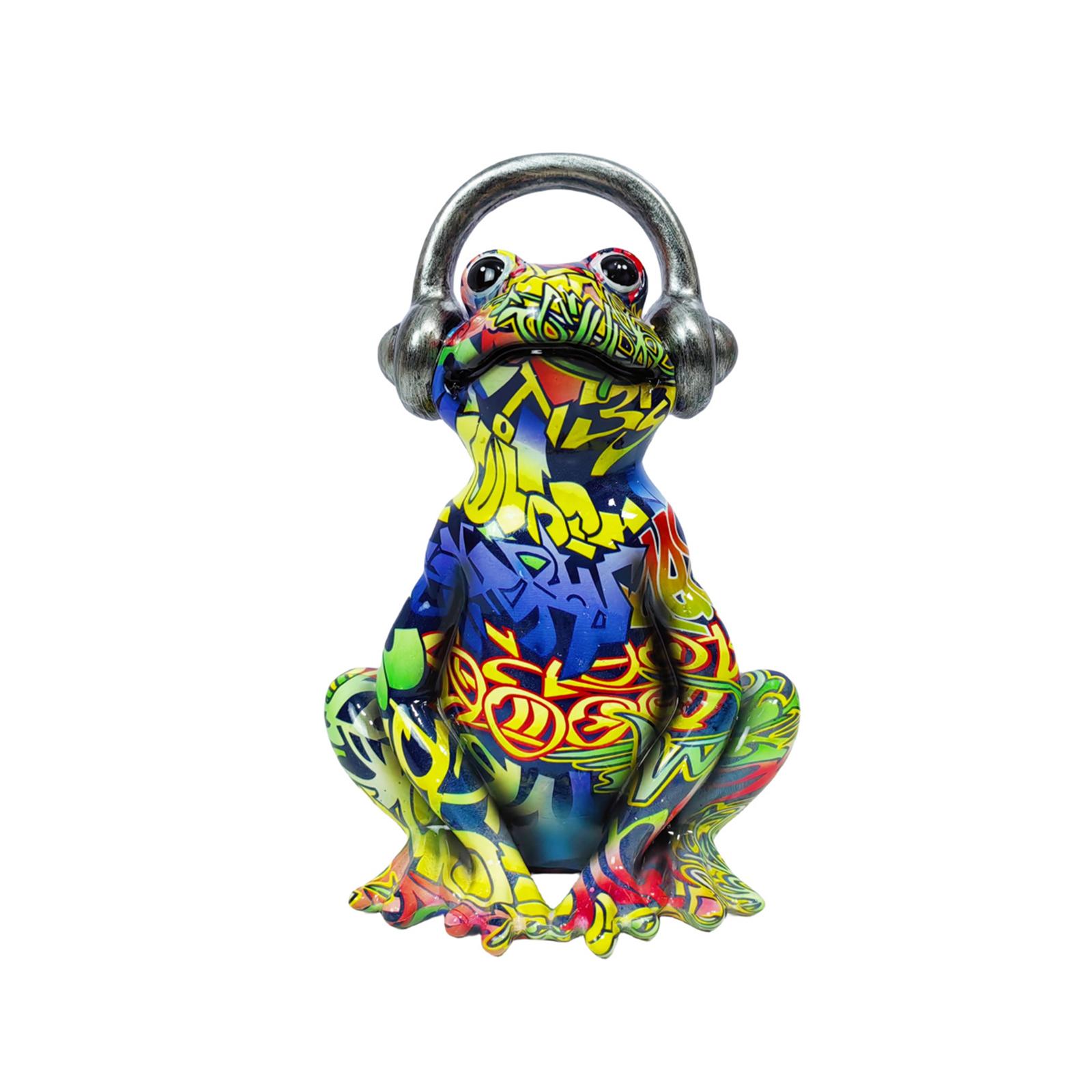 

Resin Figurine Furnishing Colorful Graffiti Frog Statue Animal Sculpture for Housewarming Tabletop Garden Living Room Fireplace