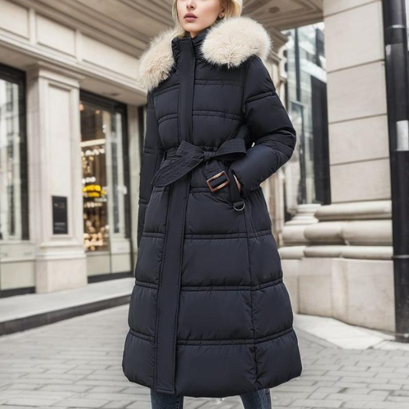 Women's Winter Long Coat Slim Fit Belt Jacket Fashionable Women's Winter Coat Winter Jacket Clothes Snow Wear Hooded Coat