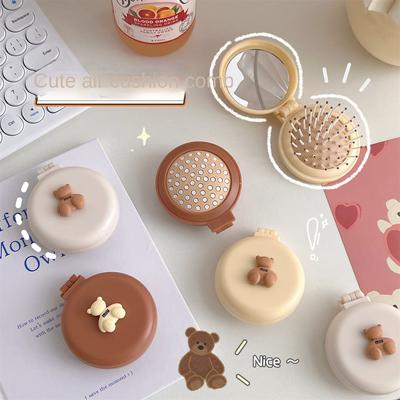 Mini oso plegable, masajeador de cabeza, bolsa de aire de dibujos animados, peine para el cabello, accesorios de estilo antiestático, cepillo de pelo portátil para niños y niñas