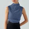 Women's Solid Color Semi-high-neck Sleeveless Vest Pleated  Top T-shirt