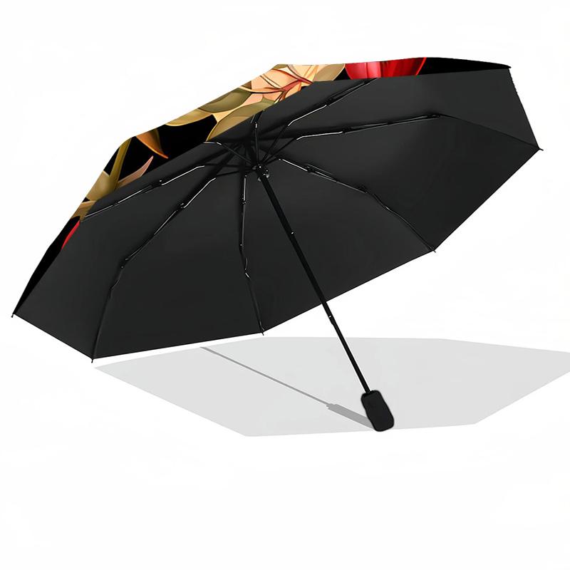 Blumenkunst-Thema Automatischer Regenschirm Kompaktes 8-Rippen-Design Stabile Konstruktion Langlebiger Regenschirm Stilvolles Accessoire