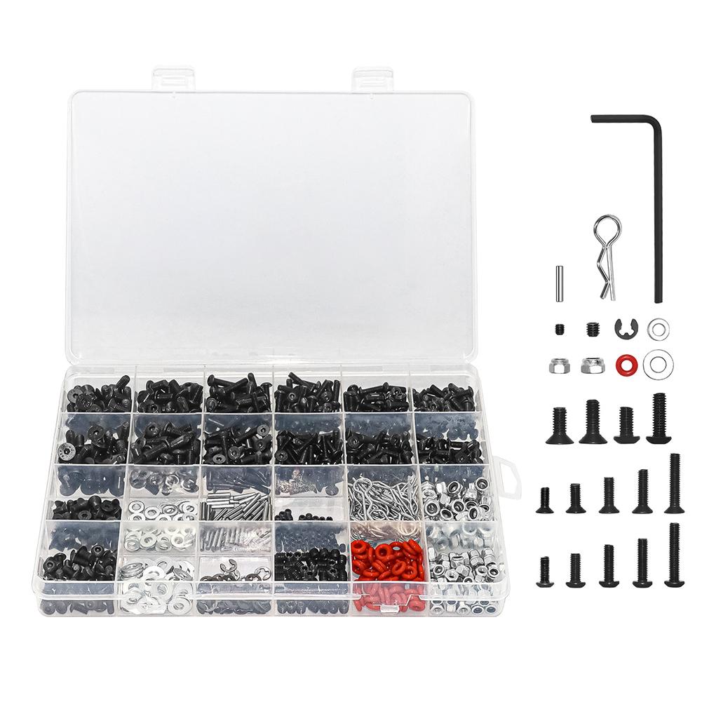 

Universal RC Screw Kit Screws Assortment Set with Storage Box Hardware Fasteners Car Body Clips Pins for Trucks Crawler