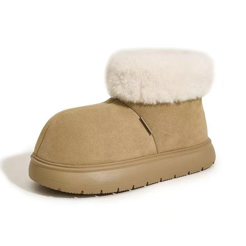Big Head Plush Snow Boots Women's Platform Bread Shoes Winter New Plush Warm Short Cotton Boots Cotton Shoes