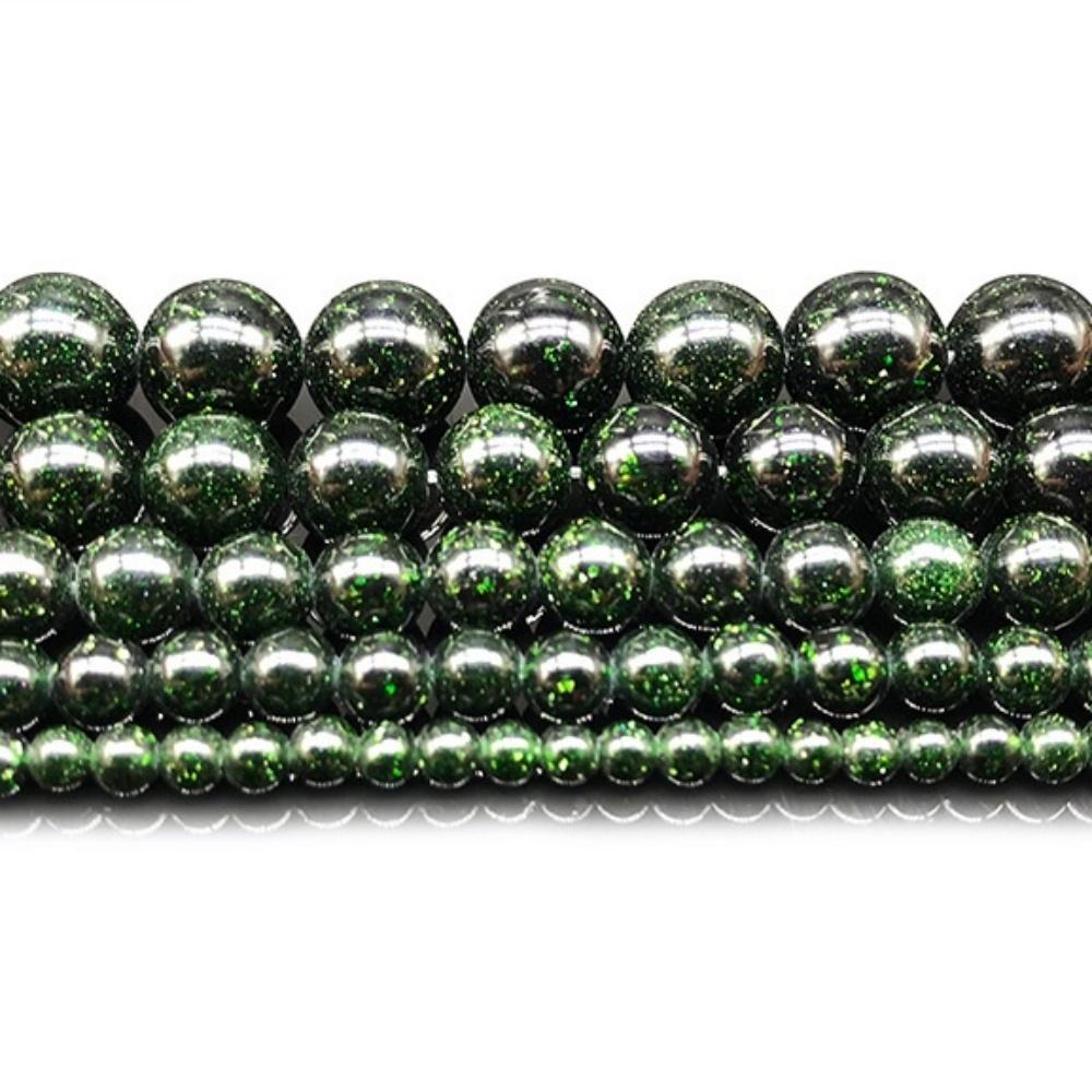 Green SandStone Round Natural Stone Beads 15"Strand Smooth Loose Spacer Beads 4/6/8/10/12mm for Jewelry Making DIY Bracelets Accessories