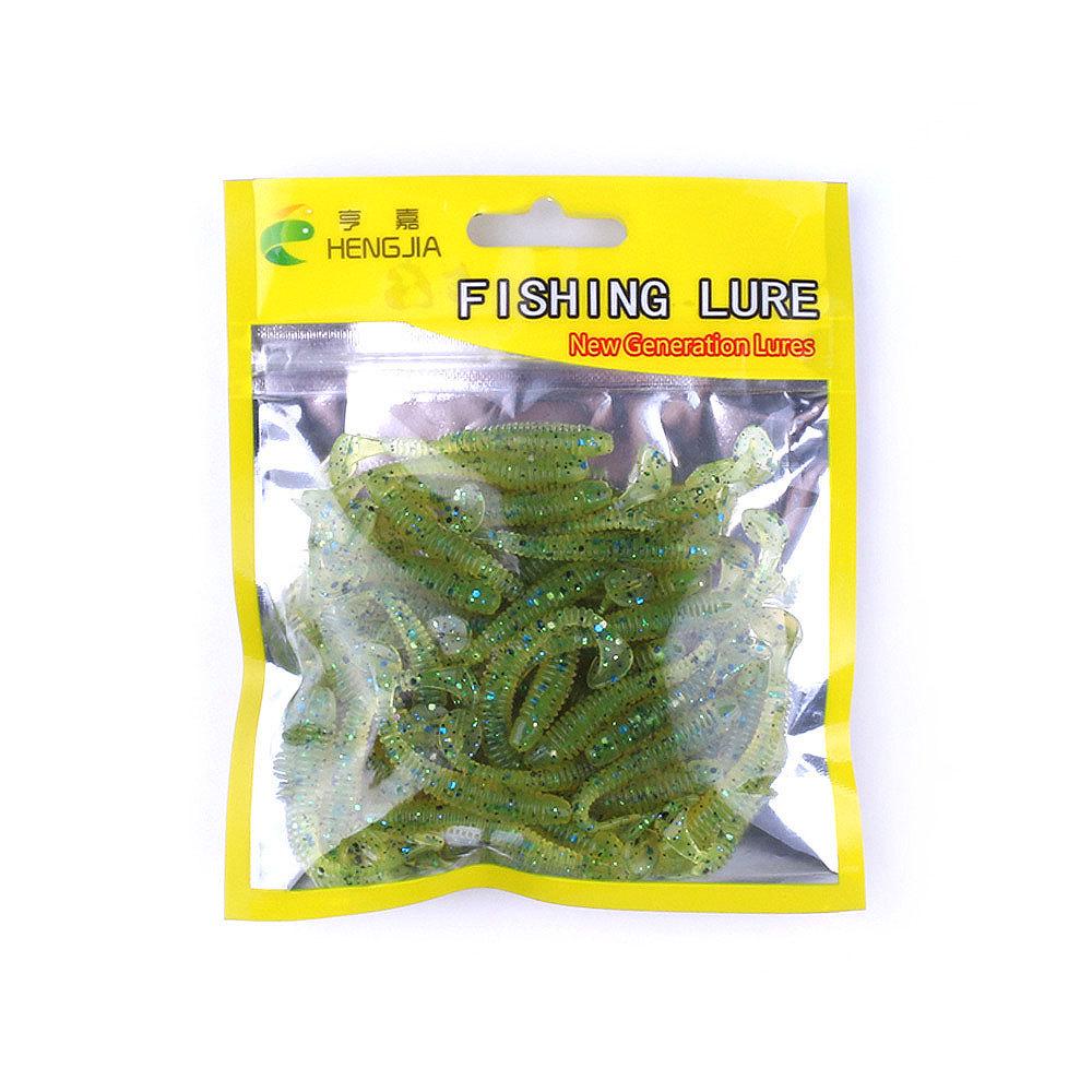 50Pcs/Bag T Tail Silicone Soft Bait Fishing Artificial Worms Soft Lures Carp Fishing Accessories