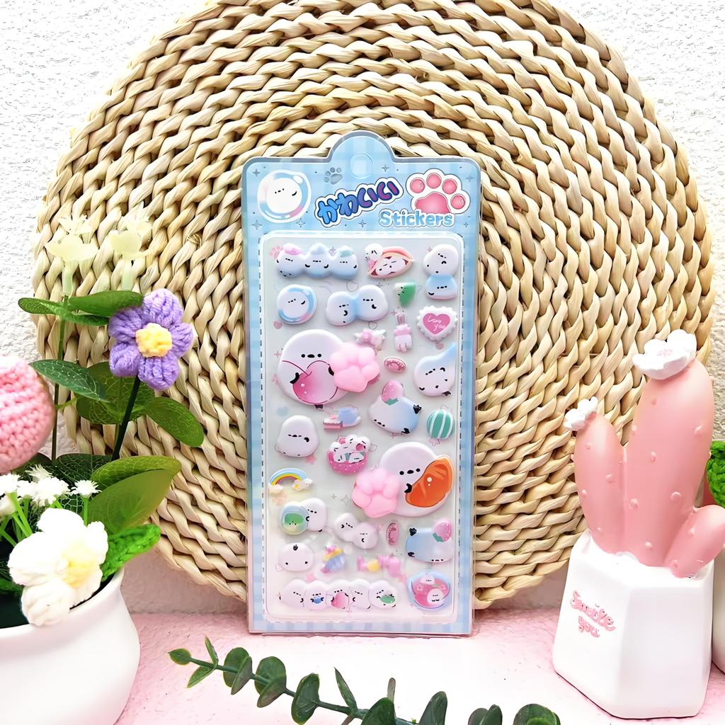 IOLOYU 3D Squishy Stickers and Paw Print Stickers Set Texture 3D Decorative Stickers Stress Relief Stickers Perfect for Smartphone DIY and Planners -