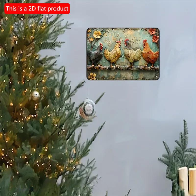 2d Flat 30*20cm, Vintage Rooster Wooden Sign, Versatile Indoor, Outdoor Decor for Living Room, Bedroom, Christmas and Winter Celebrations.