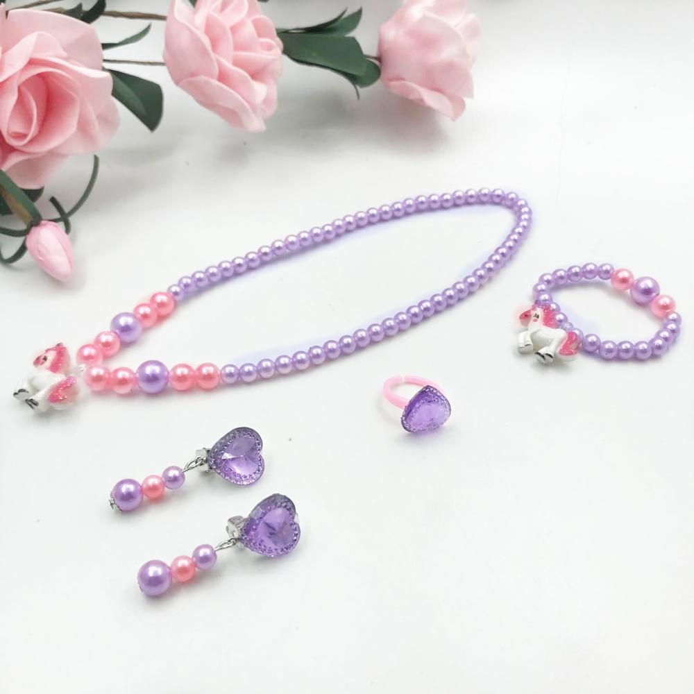 Children 'S Hair Accessories Set Cute Cartoon Jewelry 1set =5pcs Jewelry Accessories Necklace Bracelet Hairpin High Quality
