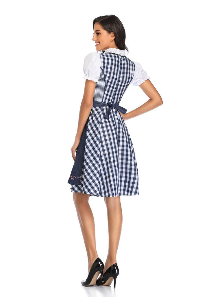 German Oktoberfest Plaid Beer Party Dress for Women