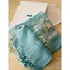 Used Floral embroidered stole light blue