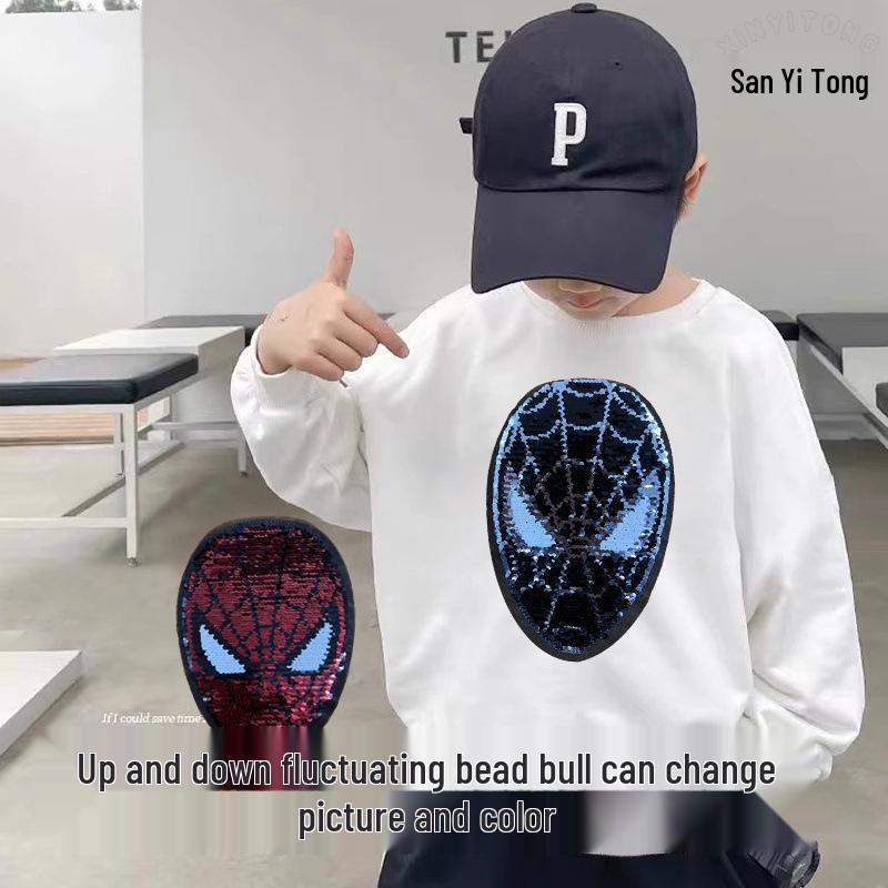 Spider-Man Flip Sequin Hoodie for Kids - Stylish, Loose Fit, Autumn/Winter Top 120 cm белый