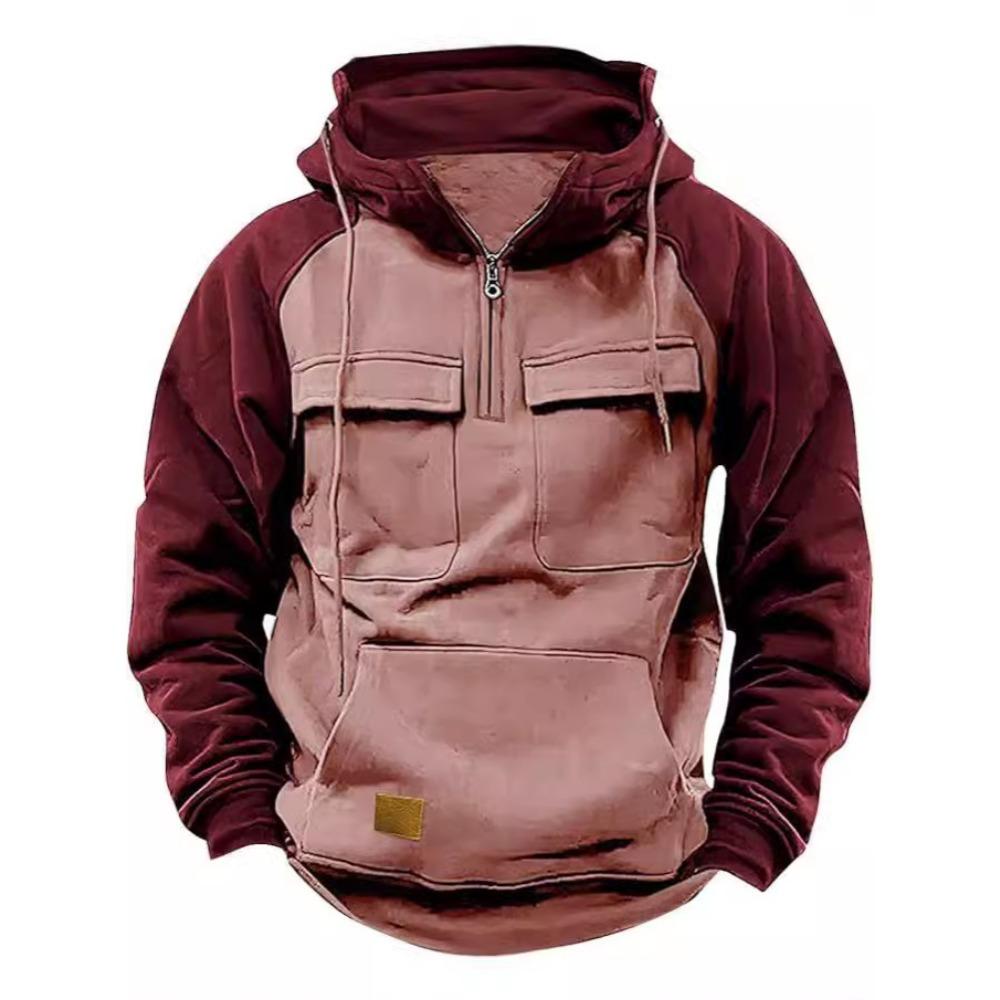 

Новое мужское худи с открытыми плечами и молнией до середины: Спортивная одежда в стиле рабочей с несколькими карманами XXXL розовый