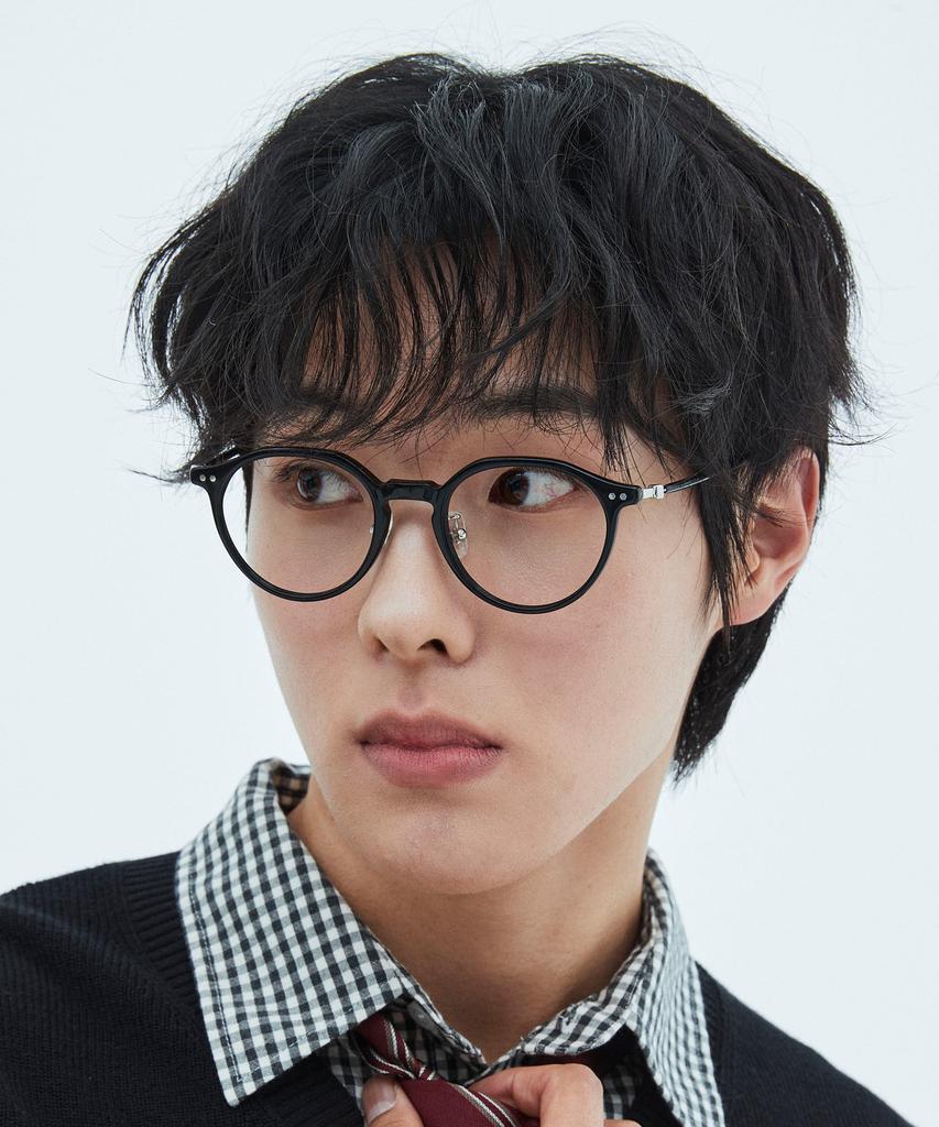 Alloaiweeo [Silverbite] Sbg7605 0909G Hd Acetate Ultra-Lightweight High-Density Acetate Black Panto Eyeglass Frame Blue Light Lens Selection