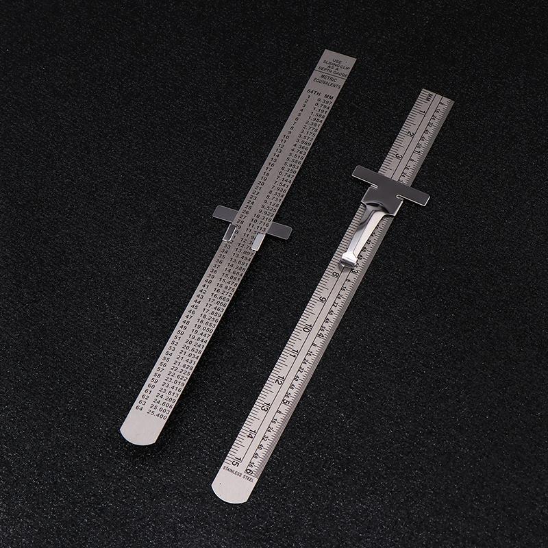 1/2pcs Stainless Steel 6 Inch Precision Rule, Portable Sliding with Precise Inch 1/32" mm/Metric Scales