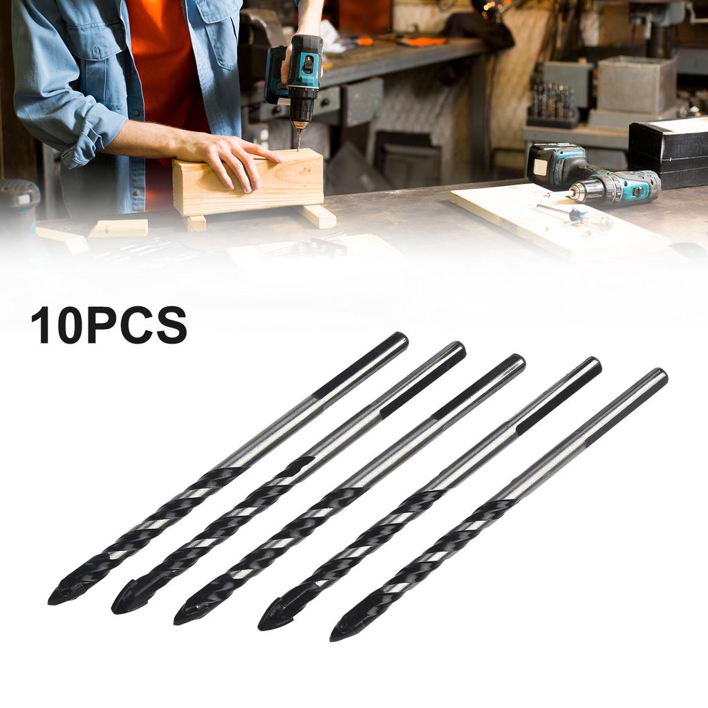 Set of 10 6mm Carbide Drill Bits with Triangular Handle for Porcelain Tile Concrete Brick Glass Drilling Applications