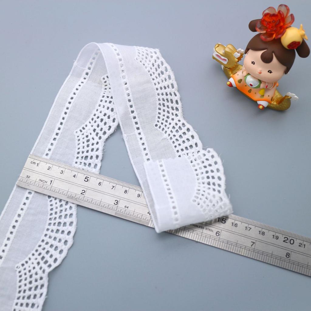 Cotton Hollow Embroidery Lace, Wave Punched Small Barcode Lace, Women'S Skirt Accessories, Clothing Accessories