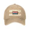 Berretto da Baseball in Cotone Lavato Vintage Amsterdam Berretto da Baseball Lavato
