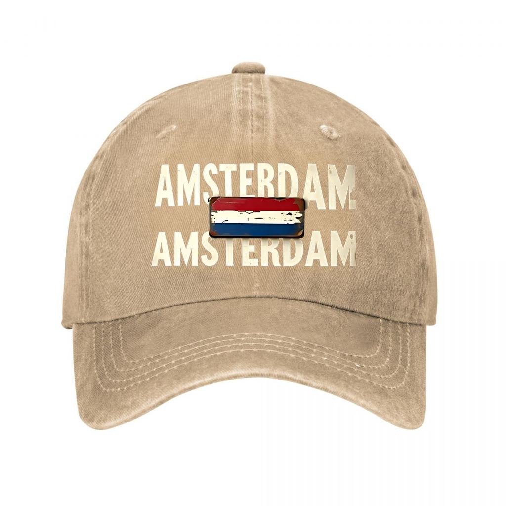 Berretto da Baseball in Cotone Lavato Vintage Amsterdam Berretto da Baseball Lavato
