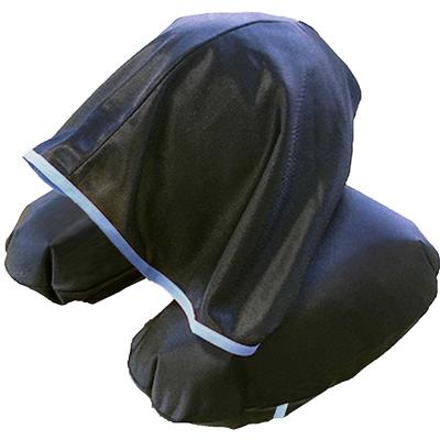 Slaap rustig zonder je gezicht te tonen met deze capuchonnek gemaakt in zwart en kussen, Japan, blauw.