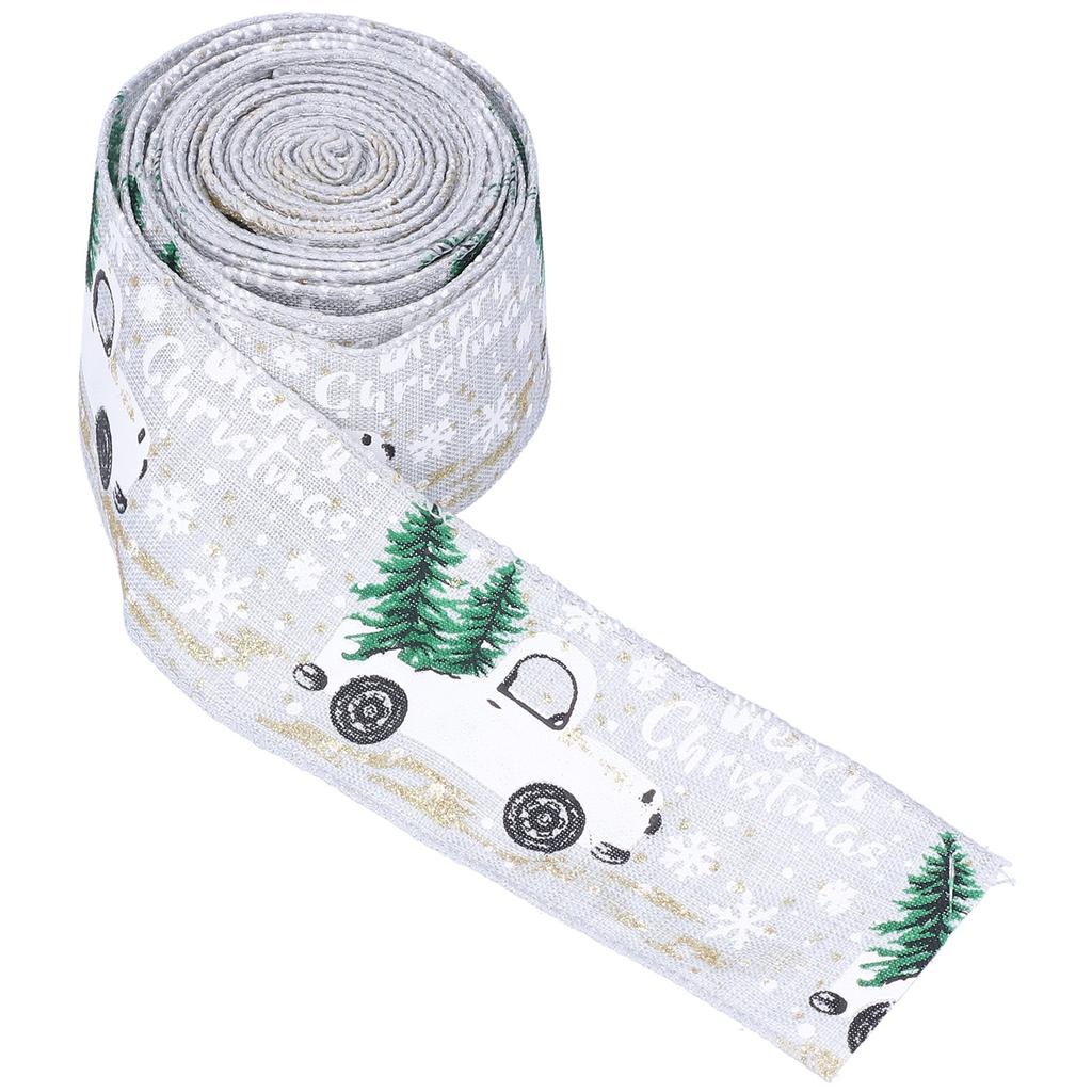 6 Yards Christmas Ribbon Cute Patterns Attractive Design 2 Colors Beautiful Practical   Wrapping Ribbon for Decoration